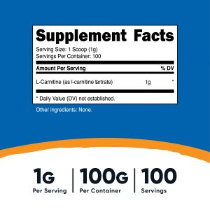 Nutricost L-Carnitine Tartrate Powder (100 Grams) - Image 2