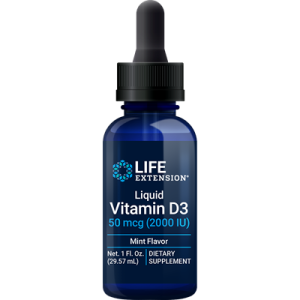 Life Extension, Liquid Vitamin D3, Mint Flavor, 2,000 IU, 1 fl oz (29.57 ml)