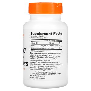Doctor's Best, Betaine HCI Pepsin & Gentian Bitters, 120 Capsules - Image 2