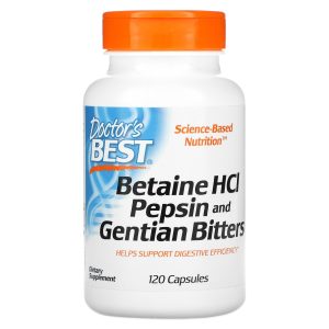 Doctor's Best, Betaine HCI Pepsin & Gentian Bitters, 120 Capsules