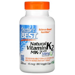Doctor's Best Natural Vitamin K2 MK-7 with MenaQ7, 45 mcg, 180 Veggie Caps