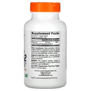 Doctor's Best Natural Vitamin K2 MK-7 with MenaQ7, 45 mcg, 180 Veggie Caps - Image 2