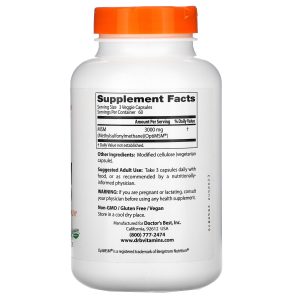 Doctor's Best MSM with OptiMSM, 1,000 mg, 180 Veggie Caps - Image 2