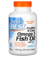 Doctor's Best Purified & Clear Omega 3 Fish Oil with Goldenomega, 1,000 mg, 120 Marine Softgels