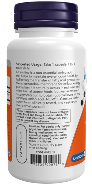 L-CARNITINE 500mg 60 VCAPS - Image 3