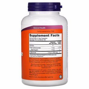 NOW Foods, D-Mannose, 500 mg, 240 Veg Capsules - Image 2