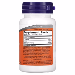 NOW Foods, Chewable L-Theanine, 100 mg, 90 Chewables - Image 2