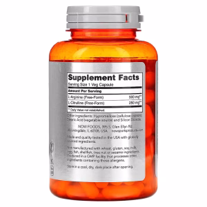 NOW Foods, Sports, Arginine & Citrulline, 120 Veg Capsules - Image 2