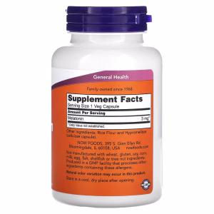 NOW Foods, Melatonin, 3 mg, 180 Veg Capsules - Image 2