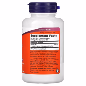 NOW Foods, Alpha GPC, 300 mg, 60 Veg Capsules - Image 2