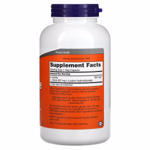 NOW Foods, L-Lysine, 500 mg, 250 Veg Capsules - Image 2