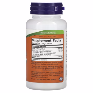 NOW Foods, Ginseng & Royal Jelly, 90 Veg Capsules - Image 2