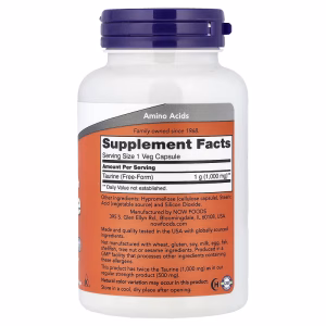 NOW Foods, Taurine, 1,000 mg, 100 Veg Capsules - Image 2