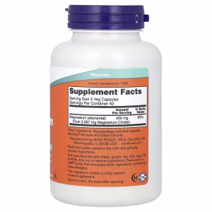 NOW Foods, Magnesium Citrate, 120 Veg Capsules (133 mg per Capsule) - Image 2
