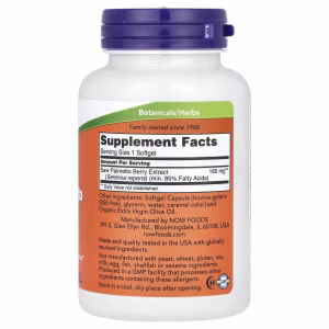 NOW Foods, Saw Palmetto Extract, Men's Health, 160 mg, 240 Softgels - Image 2