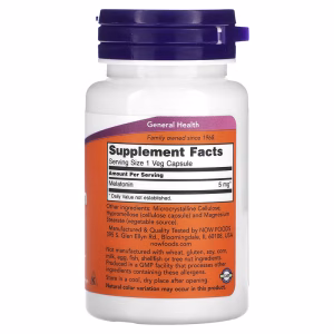NOW Foods, Melatonin, 5 mg, 60 Veg Capsules - Image 7