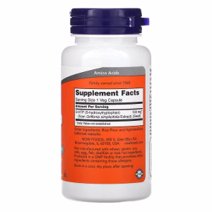 NOW Foods, 5-HTP, 100 mg, 60 Veg Capsules - Image 6
