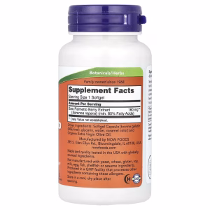 NOW Foods, Saw Palmetto Extract, 160 mg, 120 Softgels - Image 3