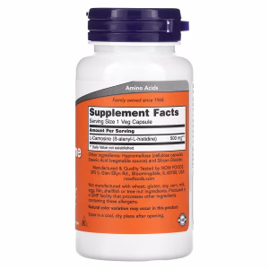NOW Foods, L-Carnosine, 500 mg, 50 Veg Capsules - Image 6