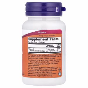 NOW Foods, Vitamin A, 7,500 mcg (25,000 IU), 100 Softgels - Image 6