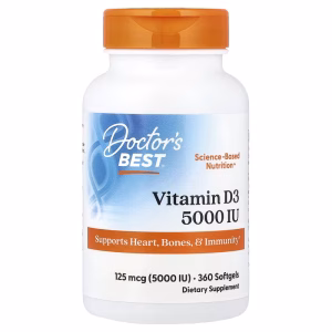 Doctor's Best, Vitamin D3, 125 mcg (5,000 IU), 360 soft gel capsules