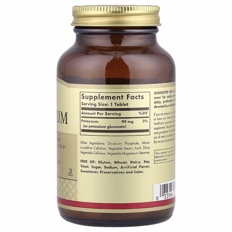 Solgar, Potassium, 100 Tablets (99 mg per Tablet) - Image 2