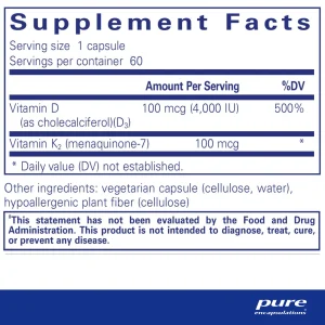 Pure encapsulations®Vitamin D3 & K2 - Image 2