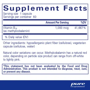 Pure encapsulations®Methylcobalamin 1,000 mcg - Image 2