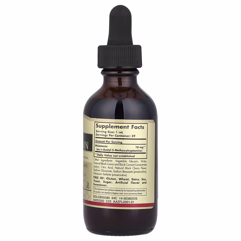 Solgar, Liquid Melatonin, Natural Black Cherry, 10 mg, 2 fl oz (59 ml) - Image 2