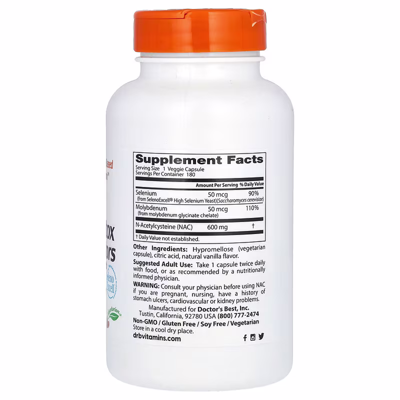 Doctor's Best, NAC Detox Regulators, 180 Veggie Caps - Image 2
