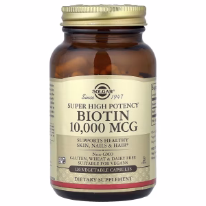 Solgar, Biotin, Super High Potency, 10,000 mcg, 120 Vegetable Capsules