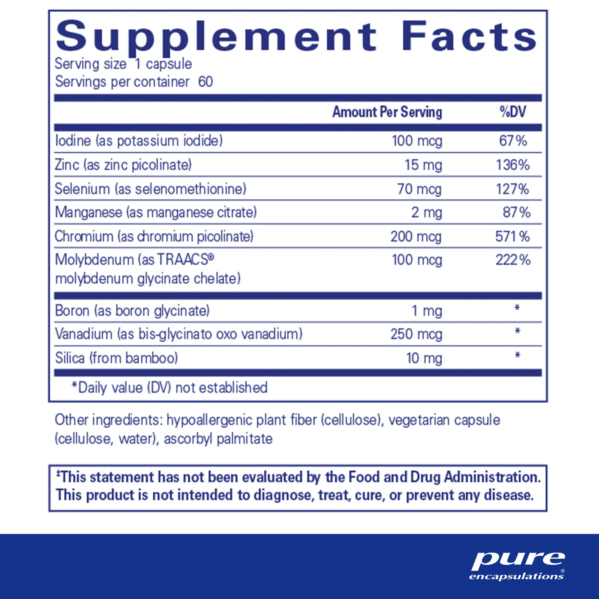 Pure encapsulations®Trace Minerals 60 Capsules - Image 2