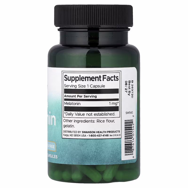 Swanson, Low Dose Melatonin, 1 mg, 120 Capsules - Image 2