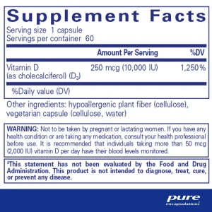 Pure encapsulations®Vitamin D3 250 mcg (10,000 IU) - Image 2