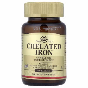 Solgar, Chelated Iron, 100 Tablets (25 mg per Tablet)