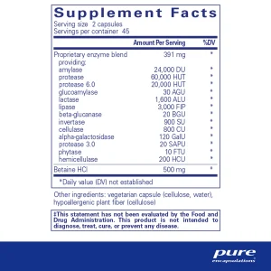 Pure encapsulations®Digestive Enzymes Ultra with Betaine HCl - Image 2
