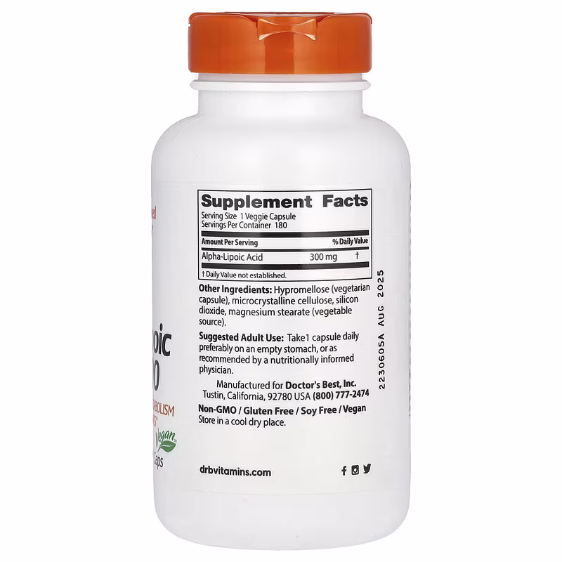 Doctor's Best, Alpha-Lipoic Acid 300, 300 mg, 180 Veggie Caps - Image 2