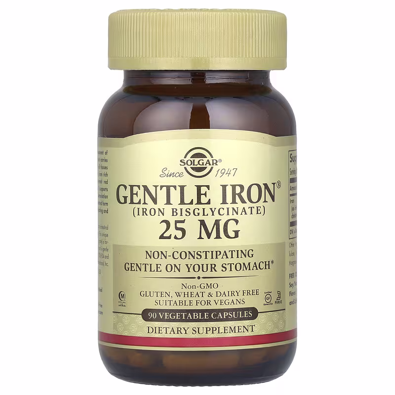 Solgar, Gentle IronĀ®, 25 mg, 90 Vegetable Capsules