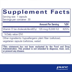 Pure encapsulations®Vitamin D3 125 mcg (5,000 IU) - Image 2