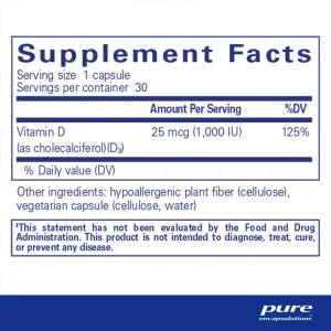 Pure encapsulations®Vitamin D3 25 mcg (1,000 IU) - Image 2