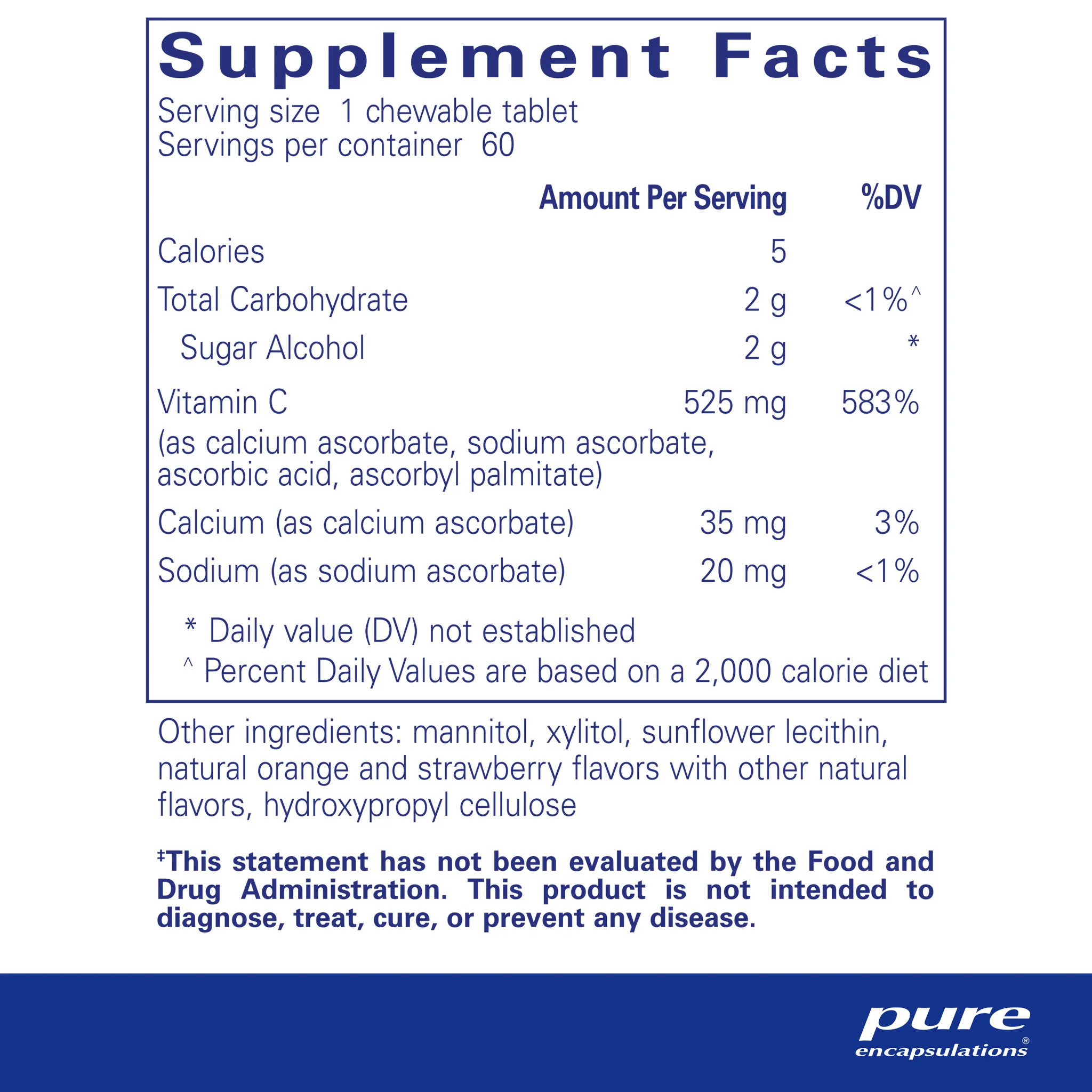 Pure encapsulations®Vitamin C chewables 60 Tablets - Image 2