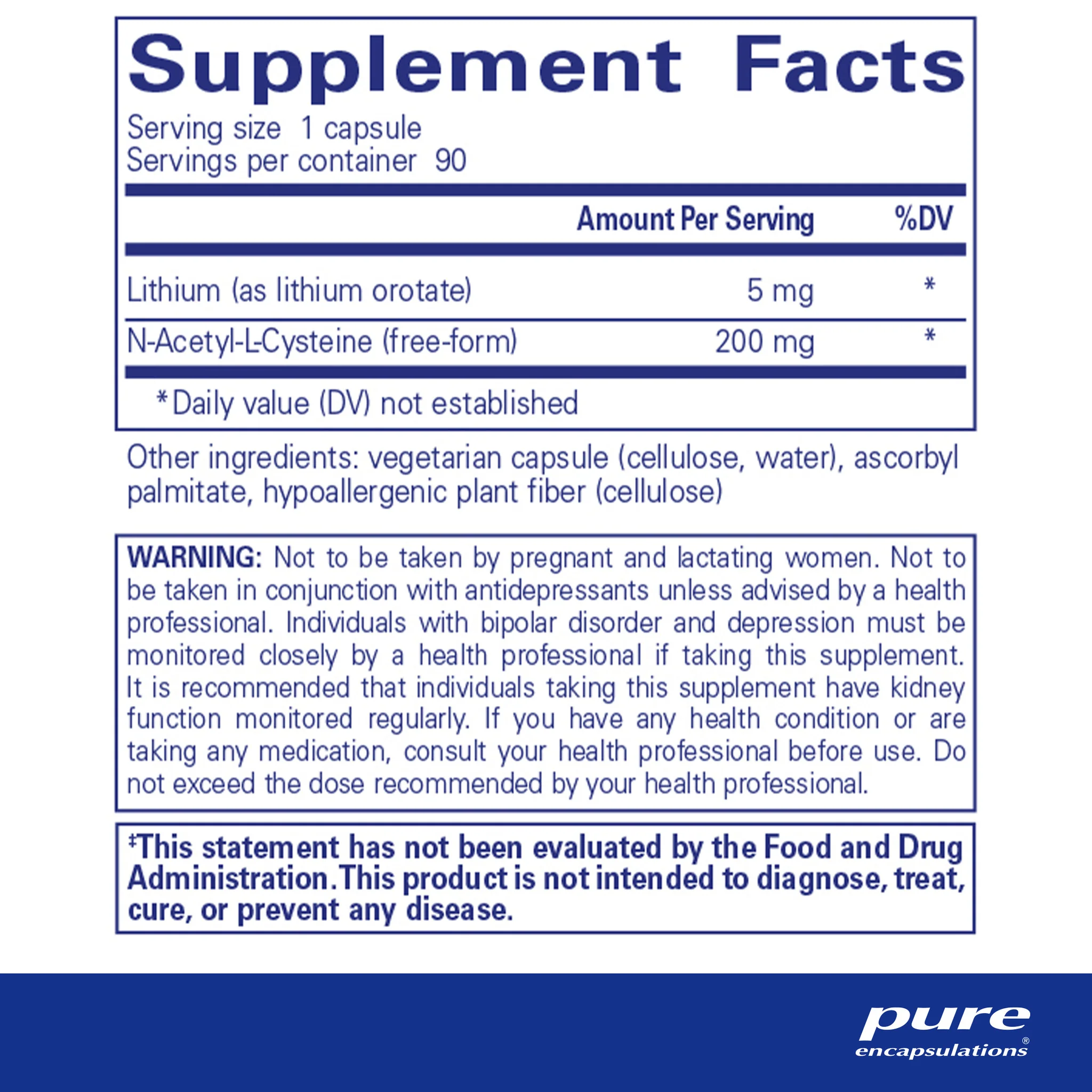 Pure encapsulations®Lithium (orotate) 5 mg - Image 2