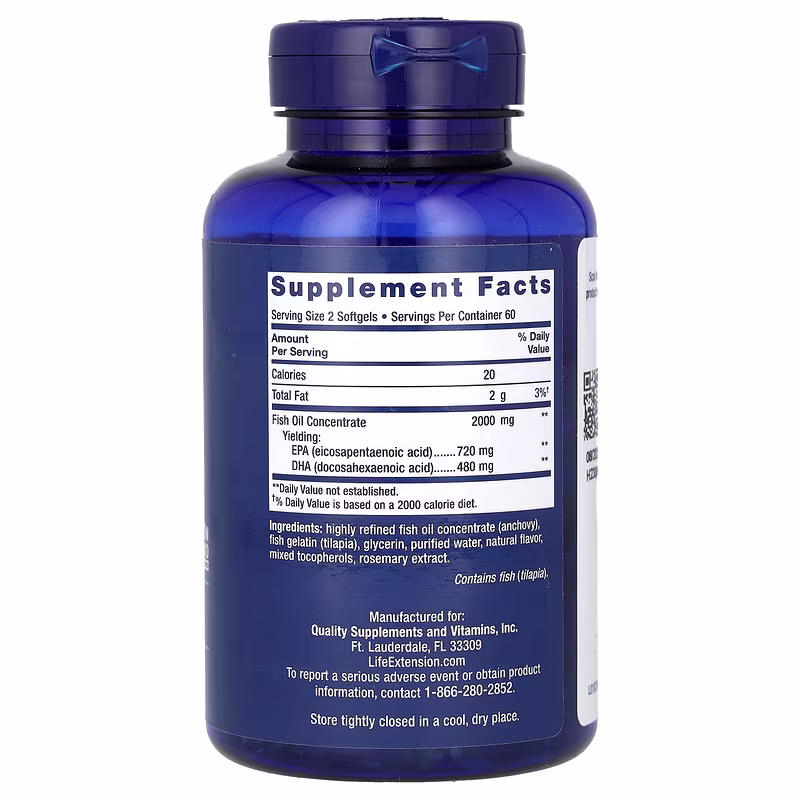 Life Extension, Mega EPA/DHA, 120 Softgels (1,000 mg per Softgel) - Image 2