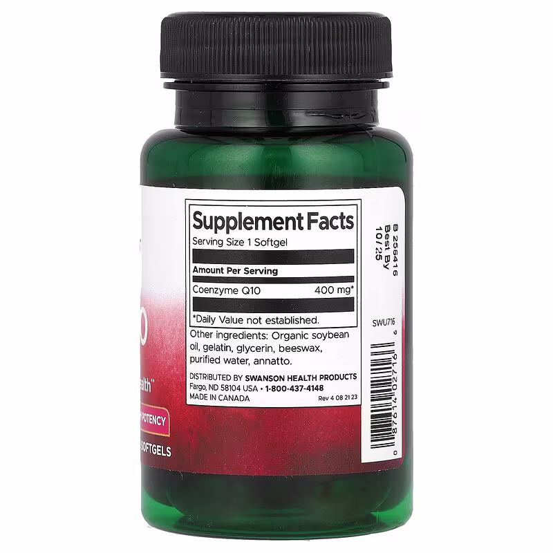 Swanson, CoQ10, Maximum Potency, 400 mg, 30 Softgels - Image 2