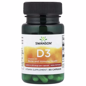 Swanson, Vitamin D3, High Potency, 25 mcg (1,000 IU), 60 Capsules