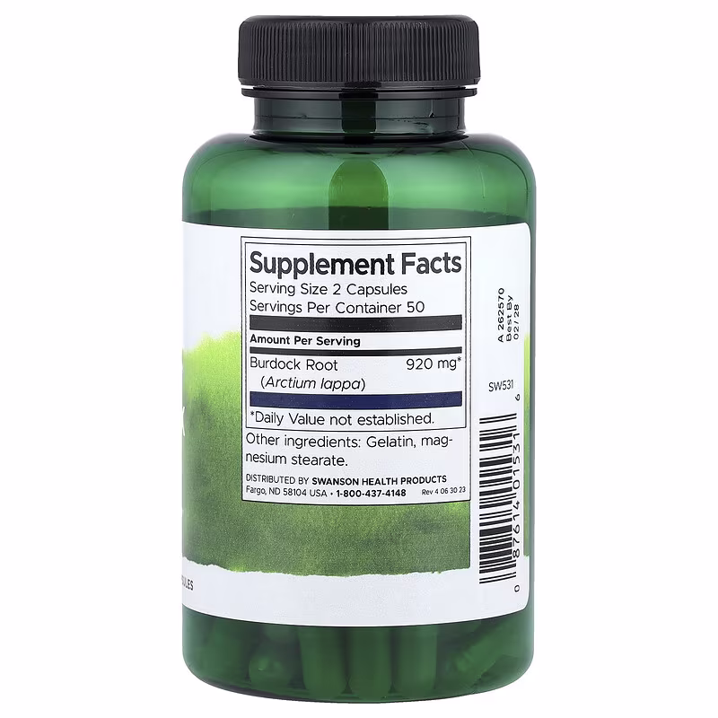 Swanson, Full Spectrum® Burdock Root, 100 Capsules (460 mg per Capsule) - Image 2