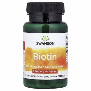 Swanson, Biotin, 5,000 mcg, 100 Vegan Capsules