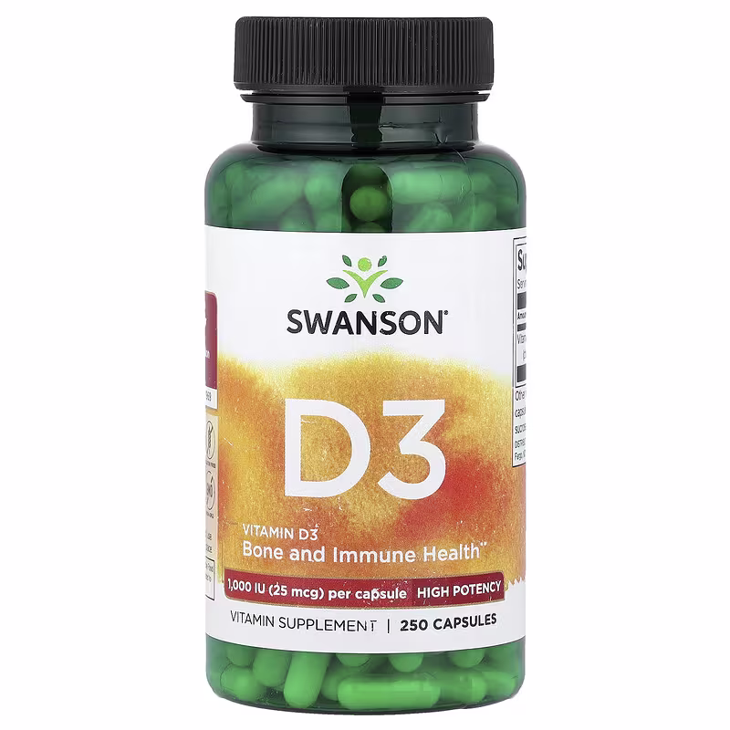Swanson, Vitamin D3, High Potency, 25 mcg (1,000 IU), 250 Capsules