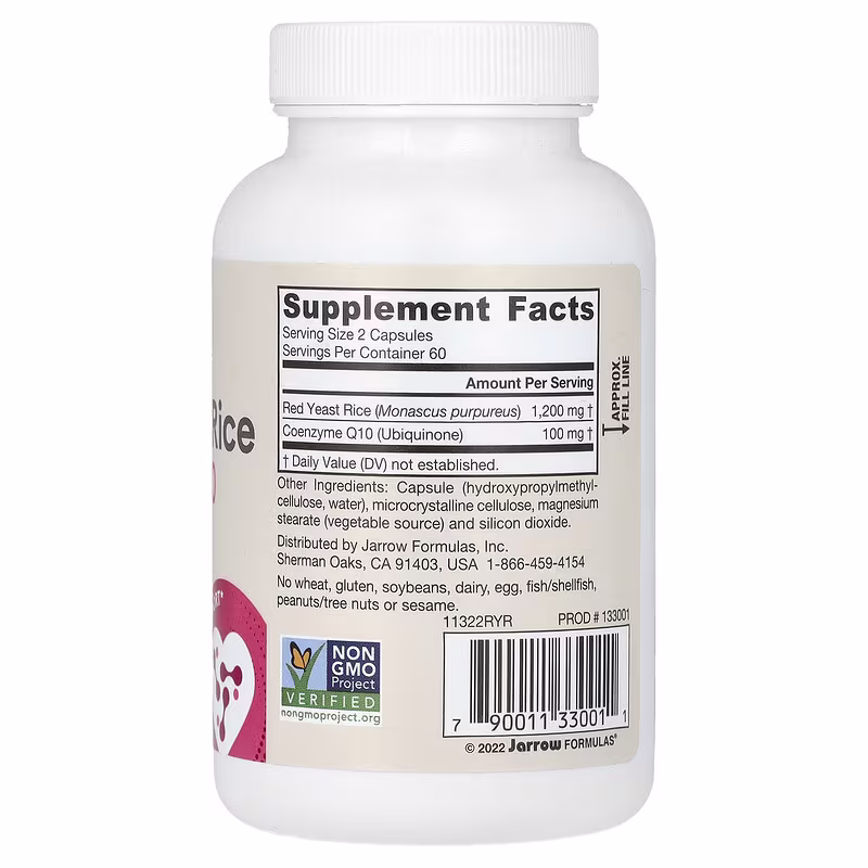 Jarrow Formulas, Vegan Red Yeast Rice + Co-Q10, 120 Veggie Capsules - Image 2