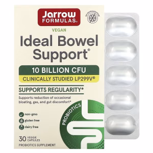 Jarrow Formulas, Vegan Ideal Bowel Support, 10 Billion CFU, 30 Veg Capsules